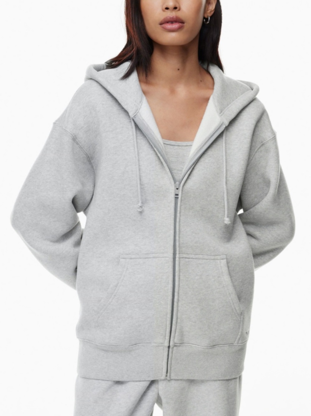 Aritzia TNA boyfriend zip Heather Chrome XS